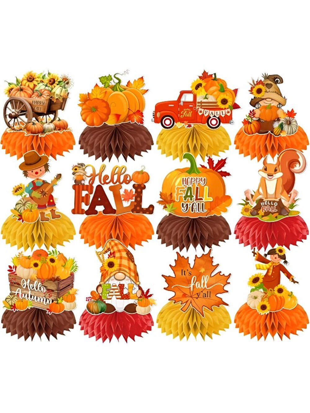 Fall Party Decorations Honeycomb Centerpieces, 12Pcs Fall Table Decorations